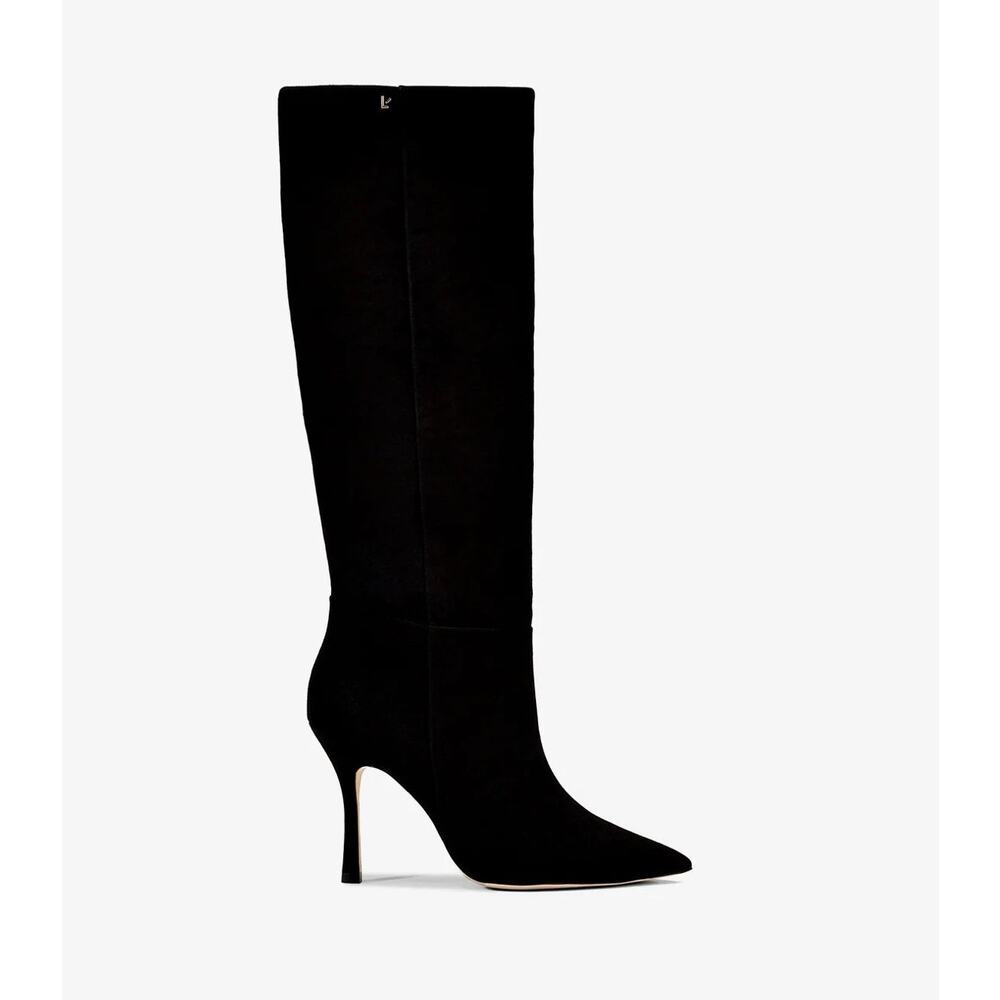 Larroudé Closed Pointed Toe Comfort Kate Boot In Black Suede Leather Size 9 NWOB